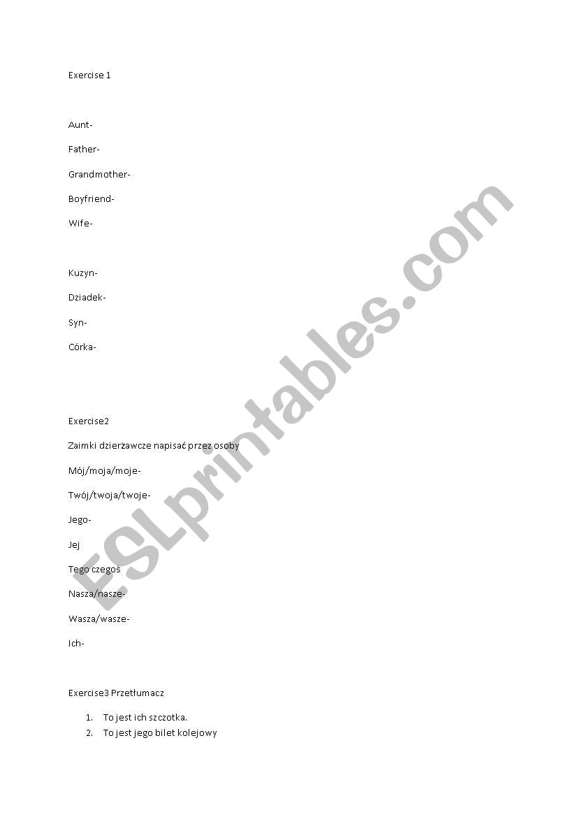 english test worksheet
