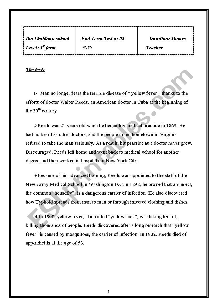 diseases worksheet