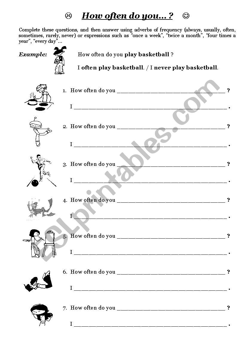 How often do you...? worksheet