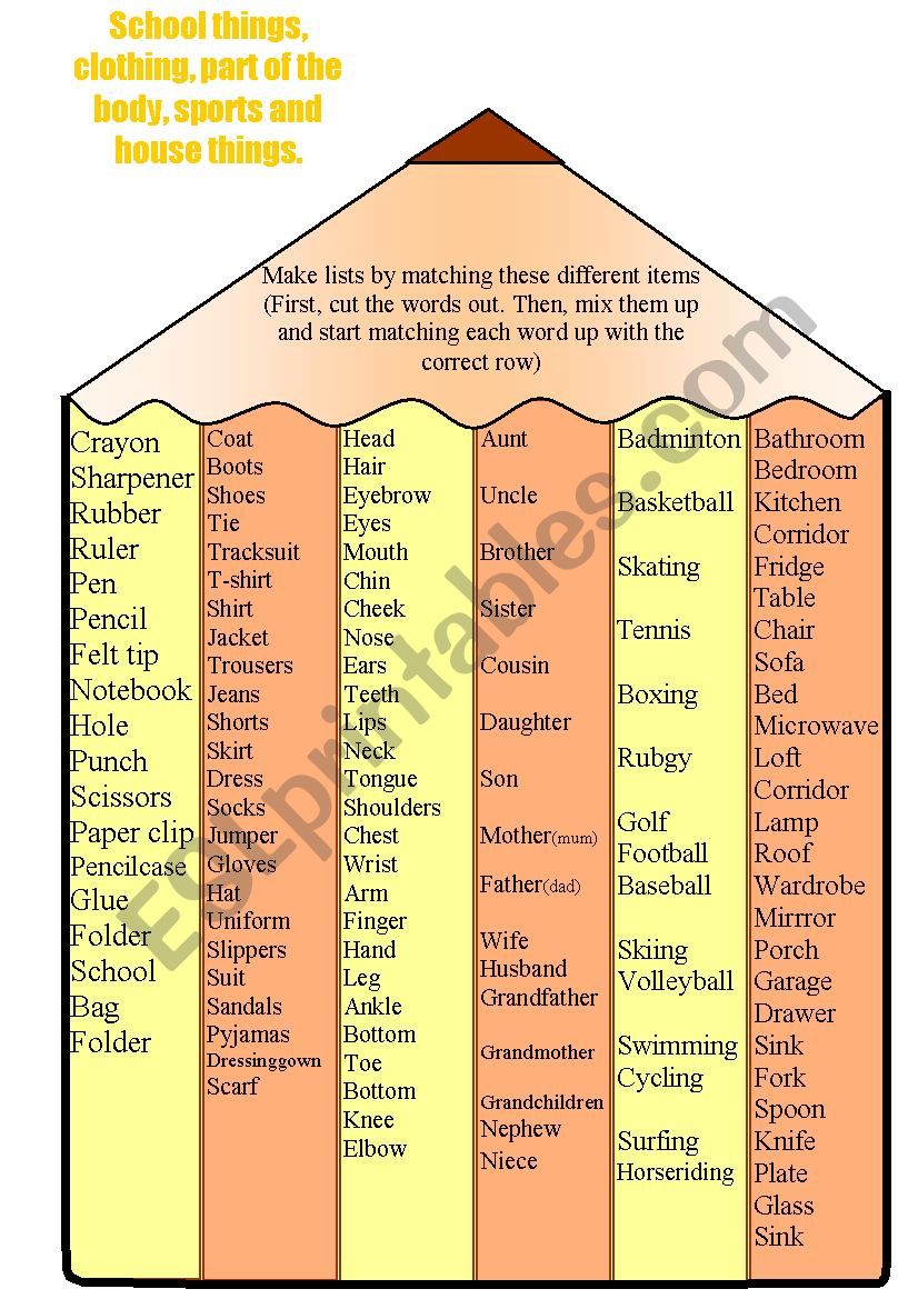 Matching words  worksheet