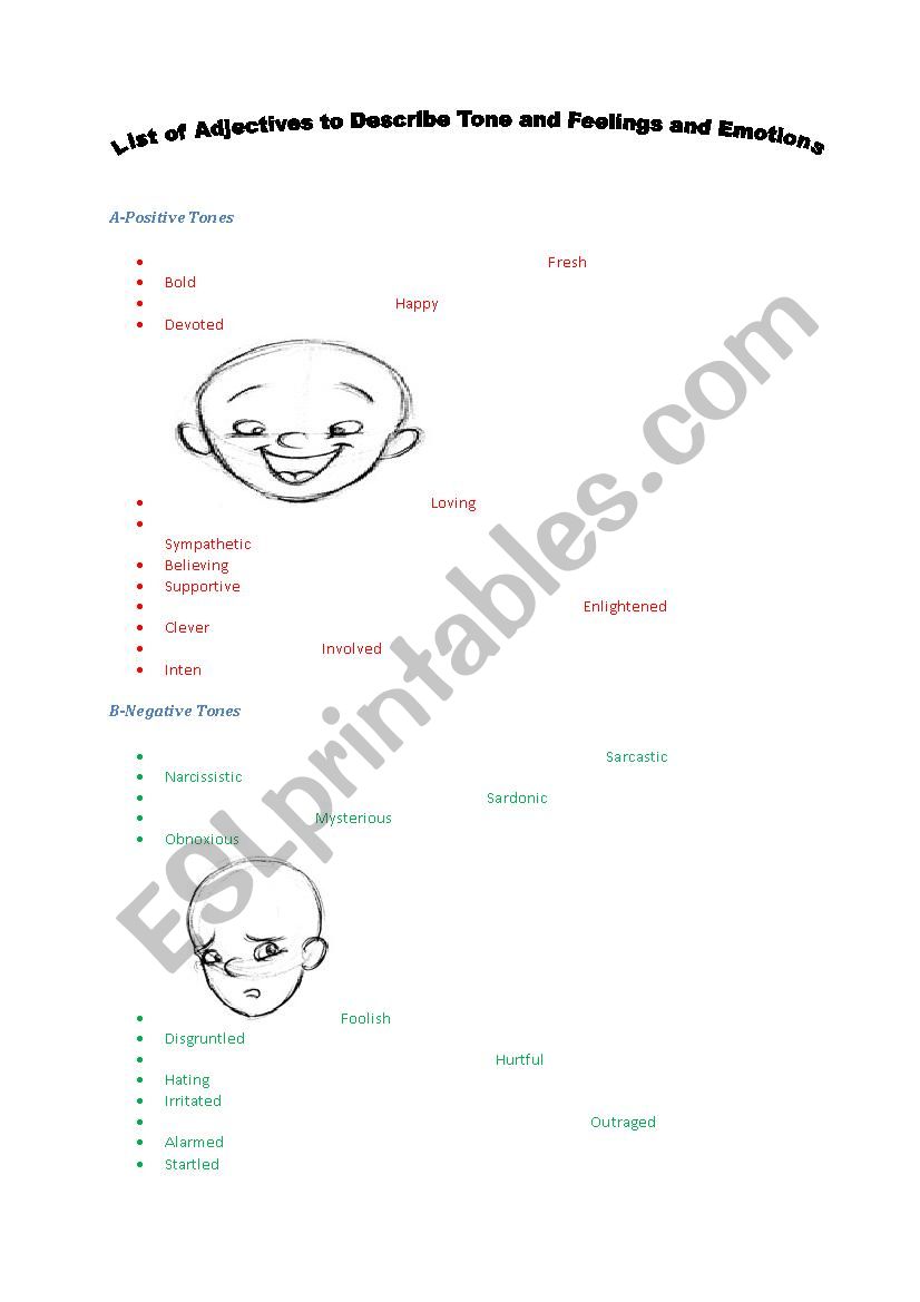 Feelings and emotions worksheet