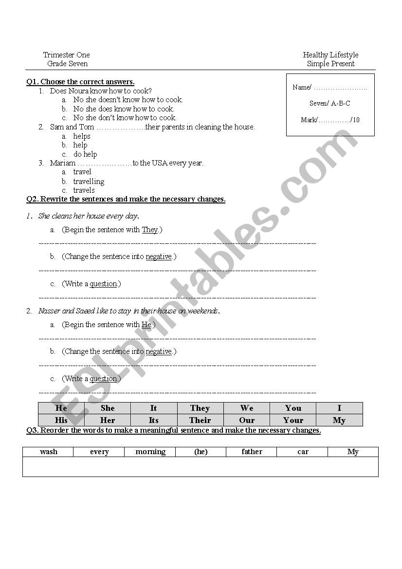 Simple Present Exercise worksheet
