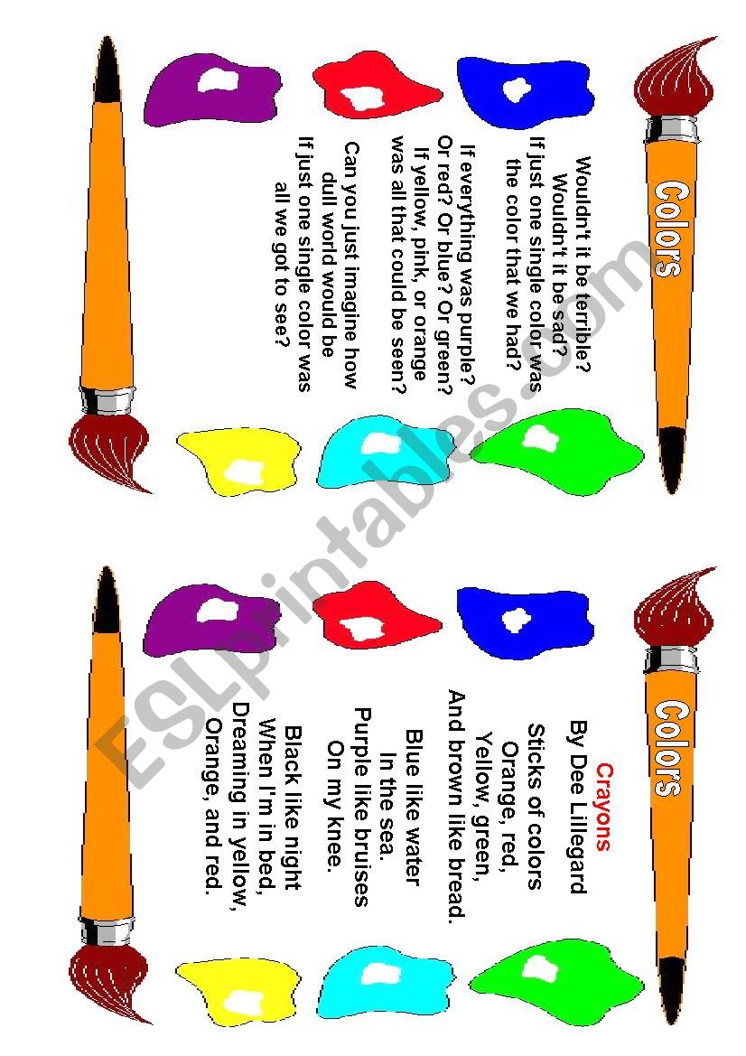 colors song worksheet
