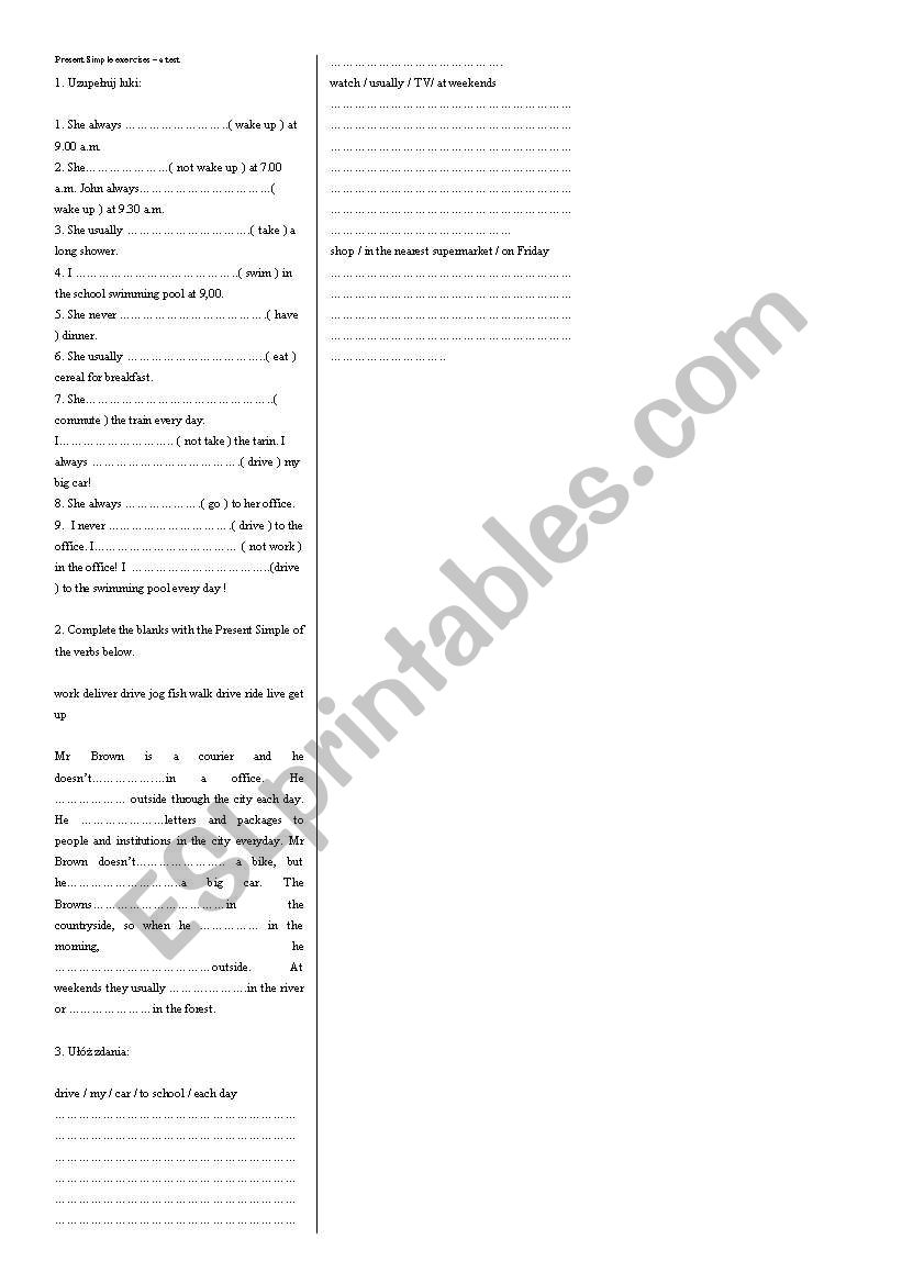 present tenses worksheet