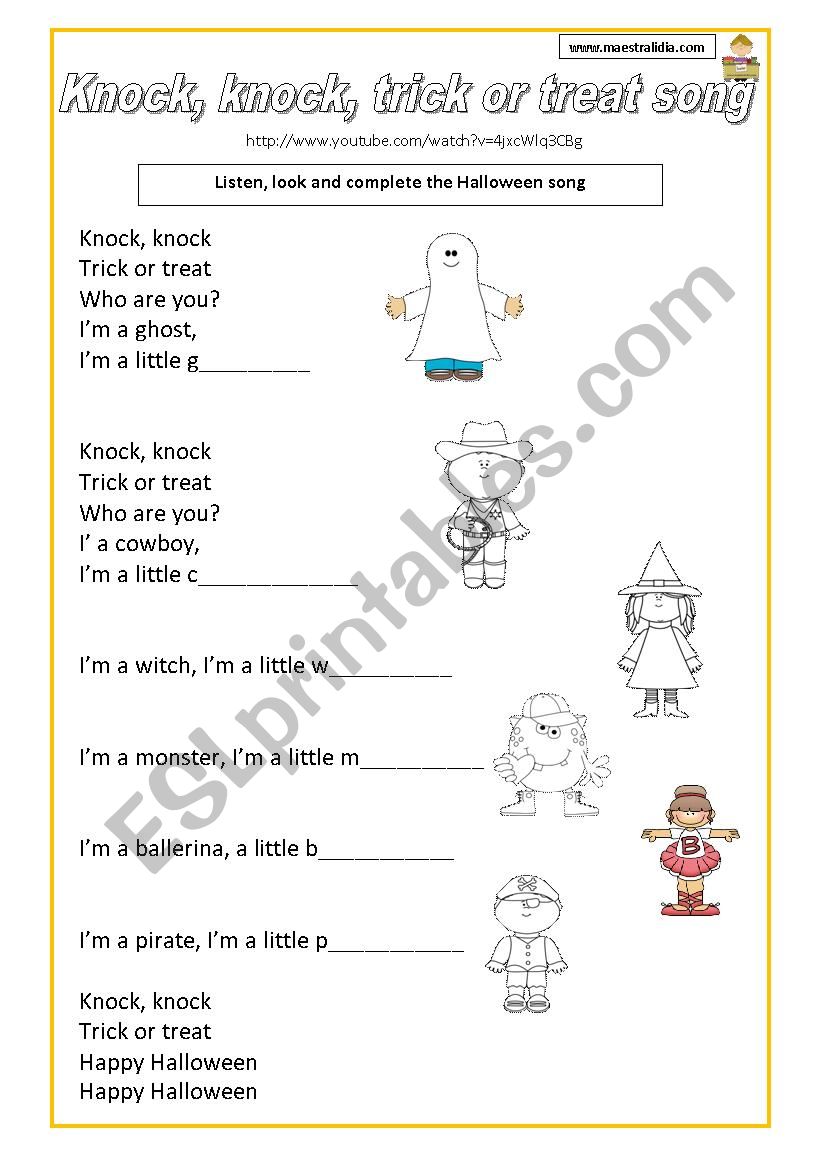 Halloween song with video worksheet