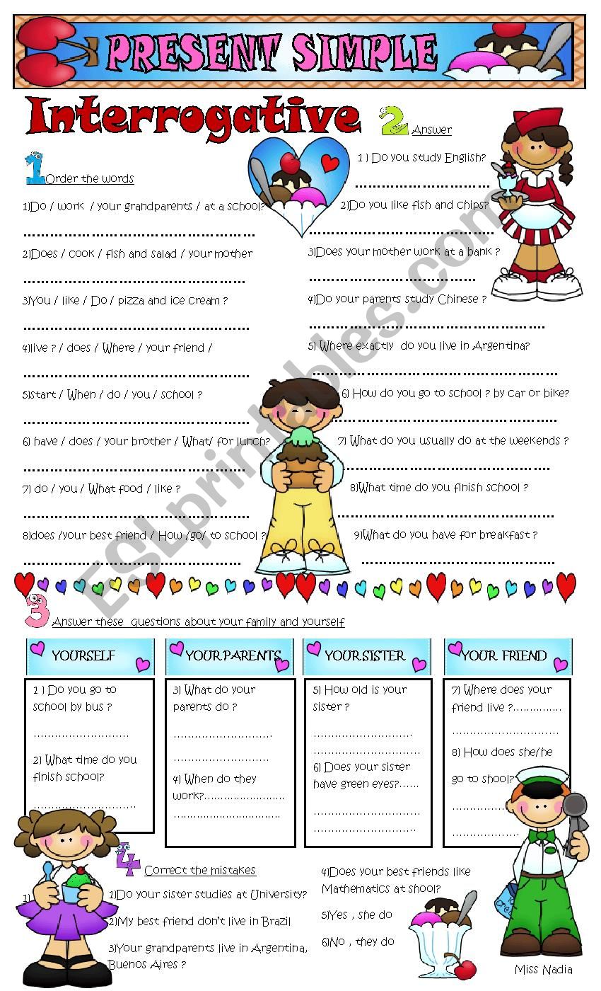 present simple- interrogative worksheet