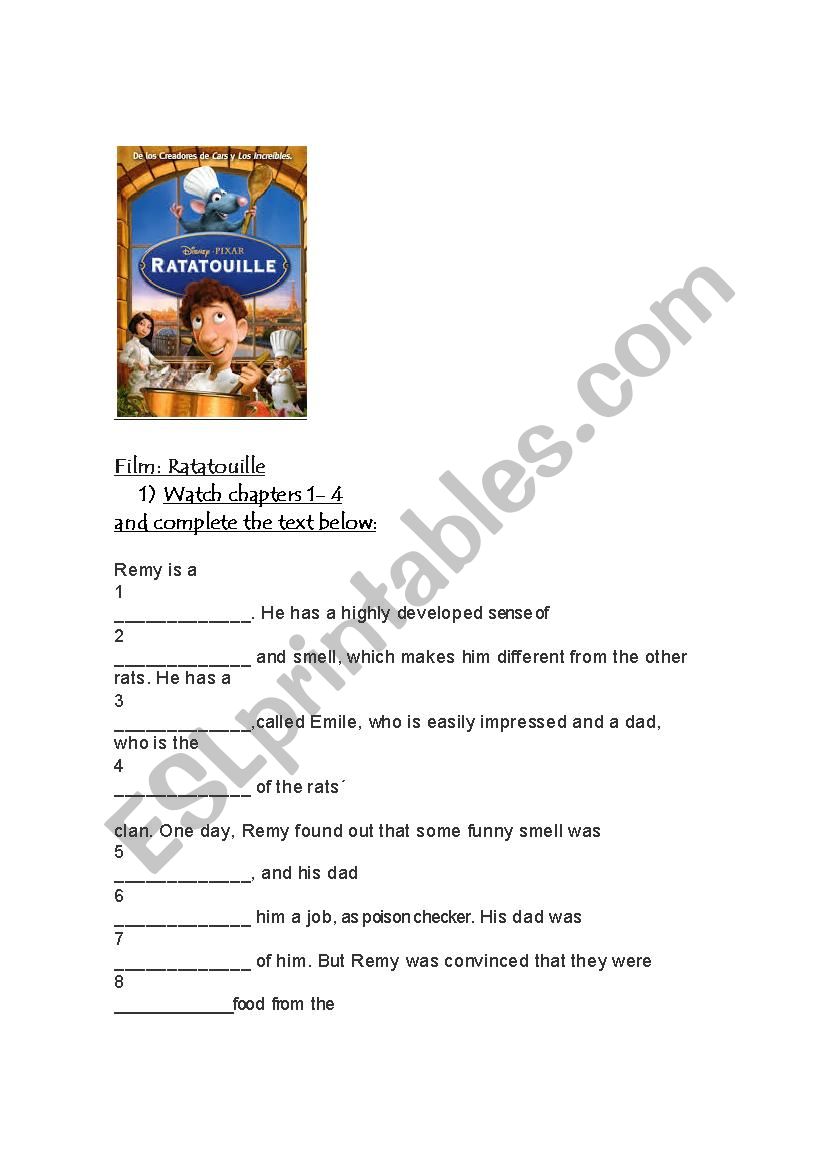 Film Ratatouille worksheet