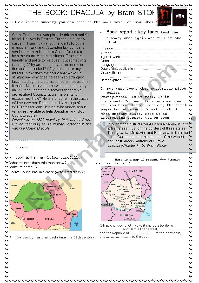 Dracula by Bram Stoker worksheet