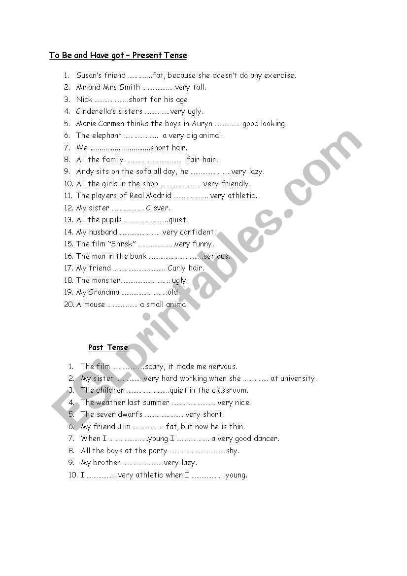 To Be and Have got - basic worksheet