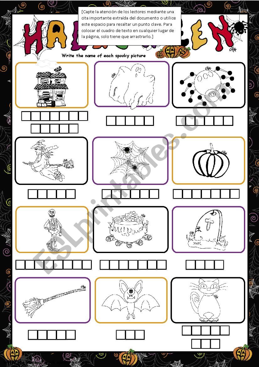 Halloween  WRITING Vocabulary worksheet