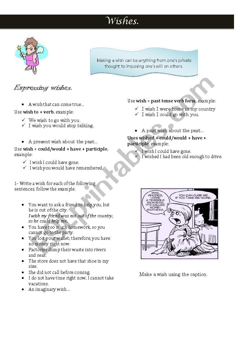 Expressing wishes worksheet