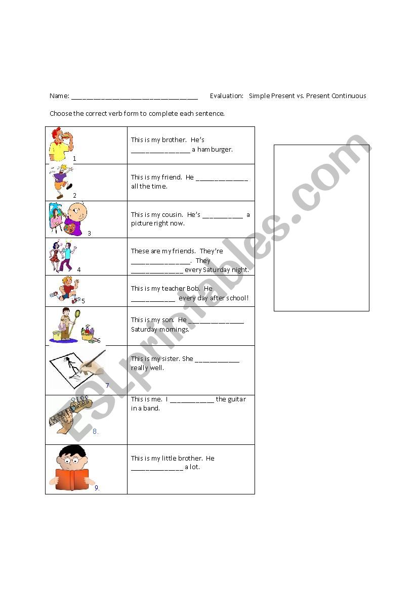 verb quiz worksheet