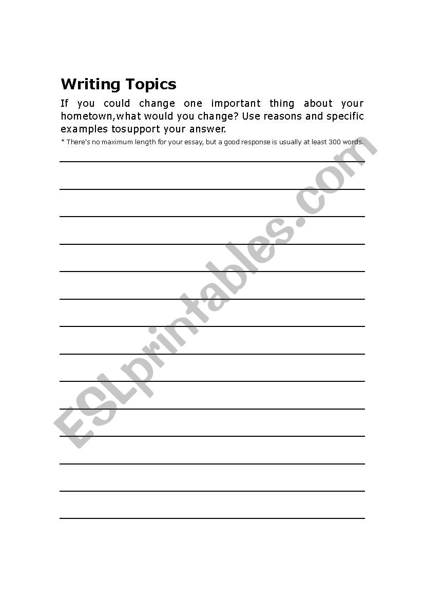 Writing Topic 01 worksheet