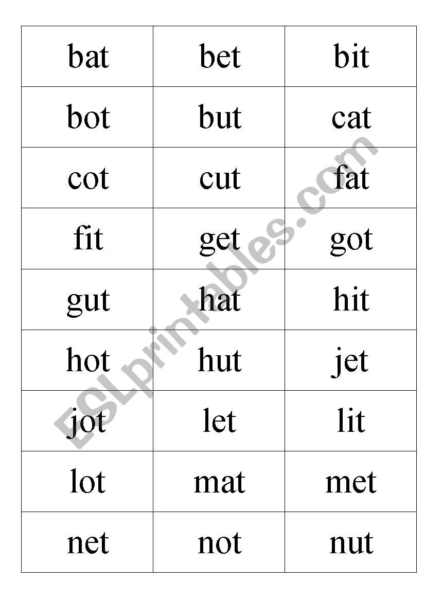 Short Vowel Words worksheet
