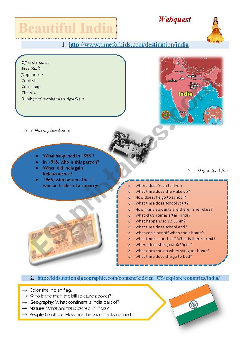 Webquest India worksheet