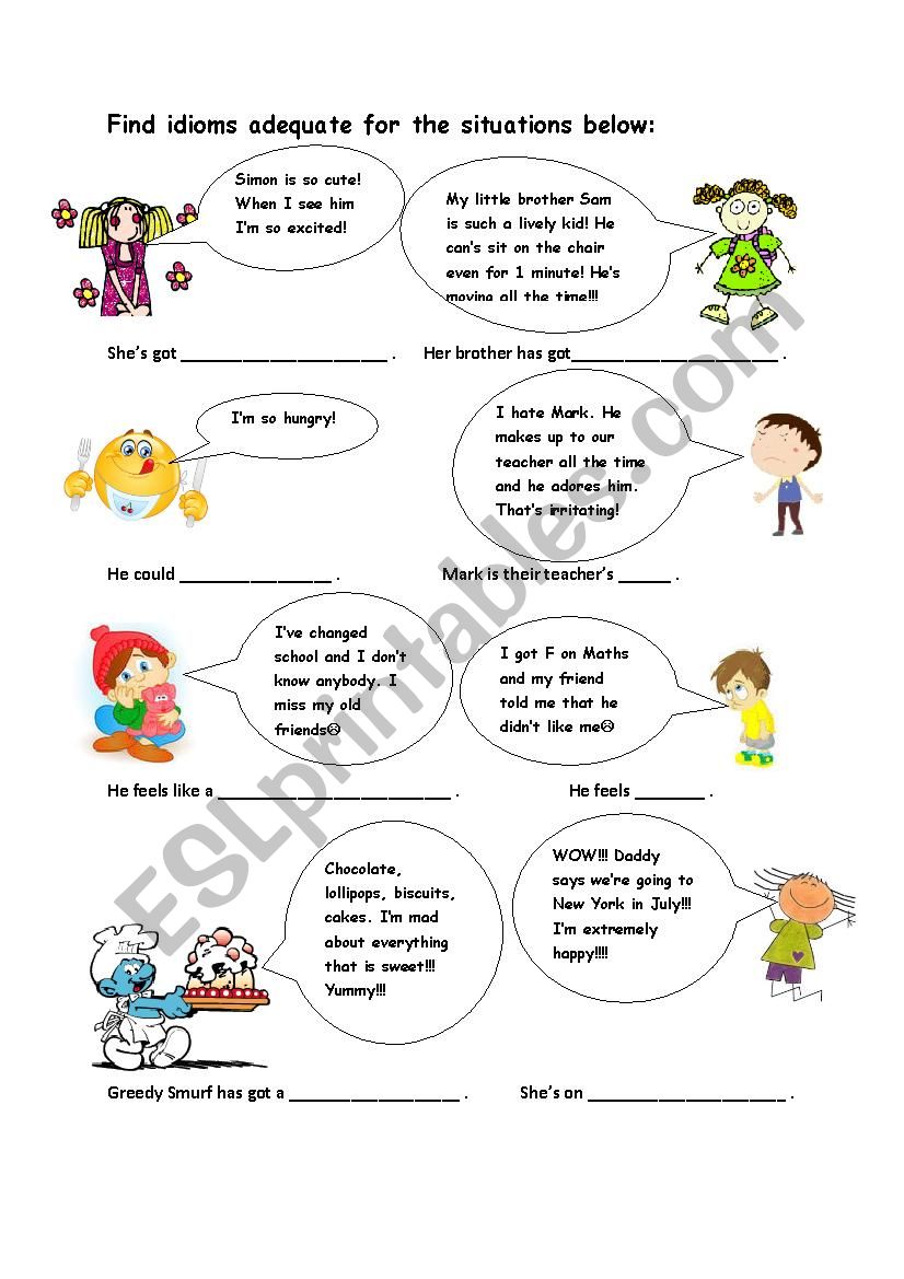 IDIOMS matching SITUATIONS WITH THE KEY