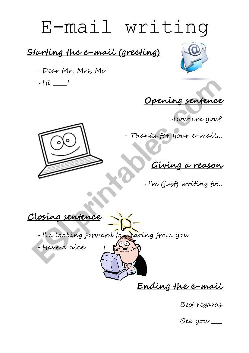 e-mail writing worksheet