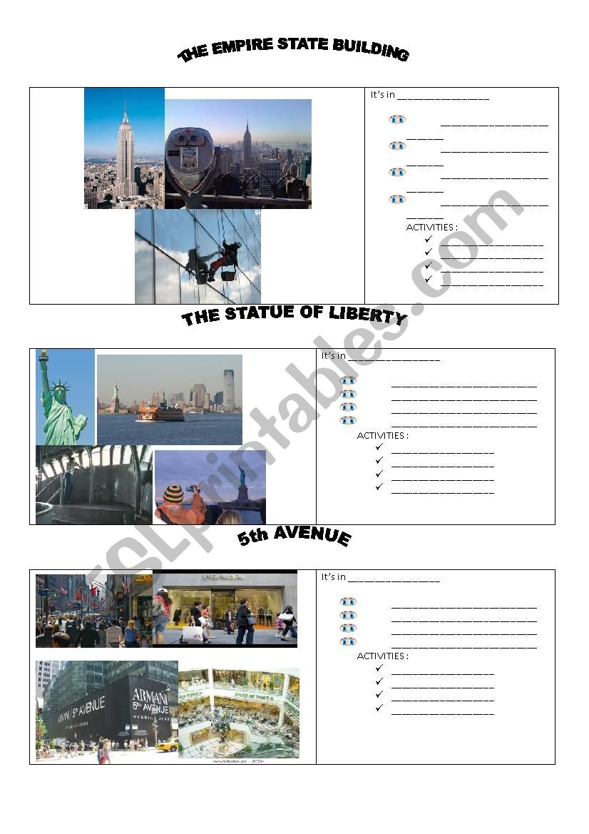 NEW YORK landmarks final part worksheet