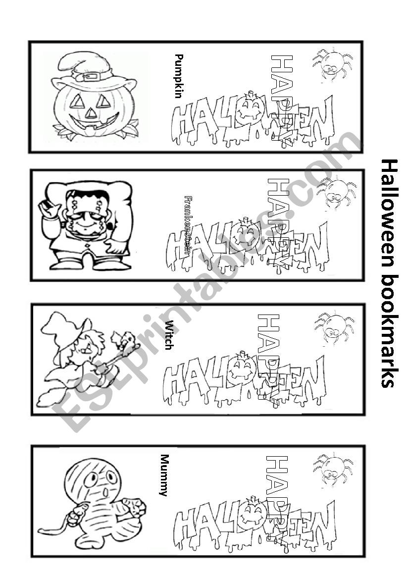 Halloween bookmarks worksheet