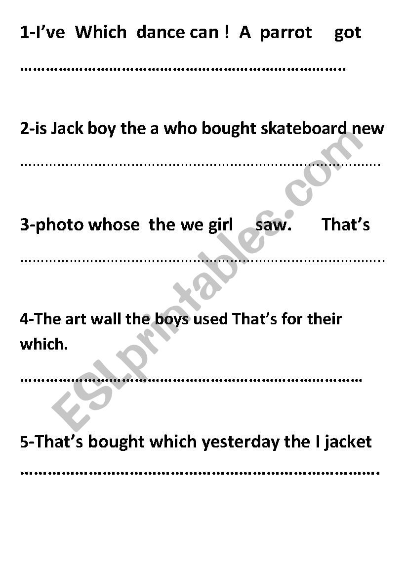 relative clauses worksheet