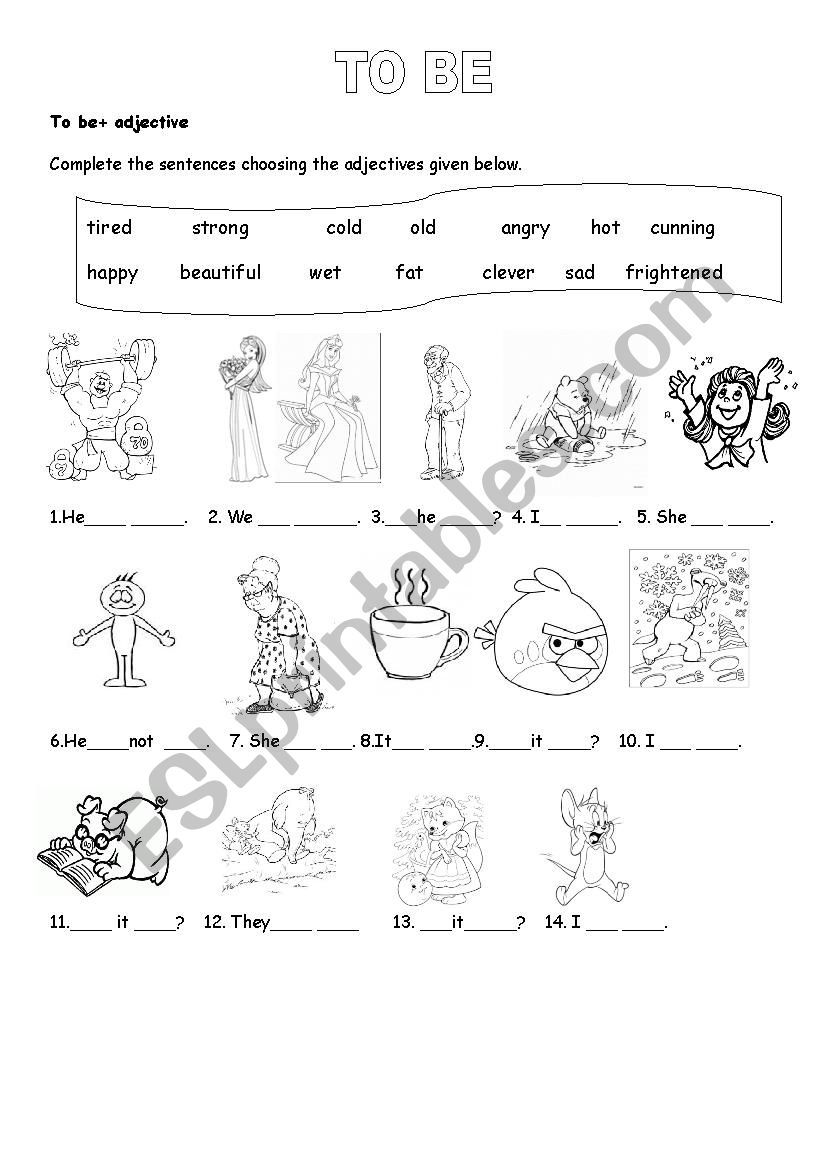 To be+adjective worksheet