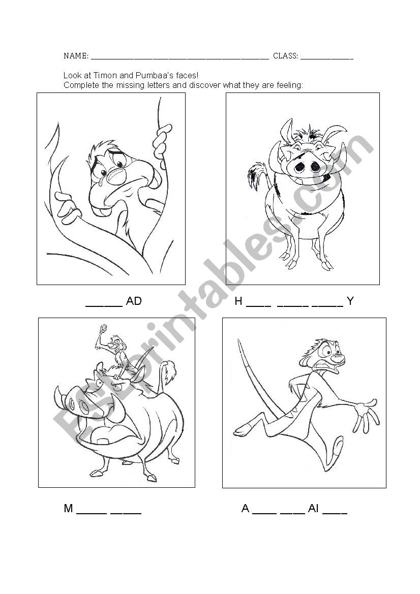 Lion King worksheet