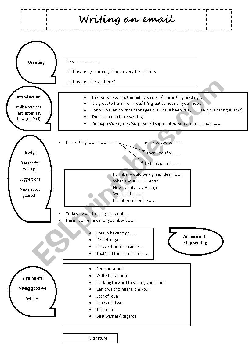 Writing an email worksheet