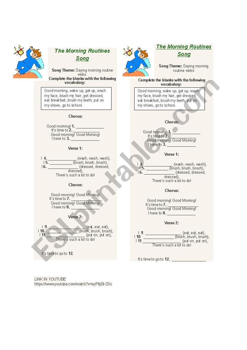 The morning Routine Song worksheet