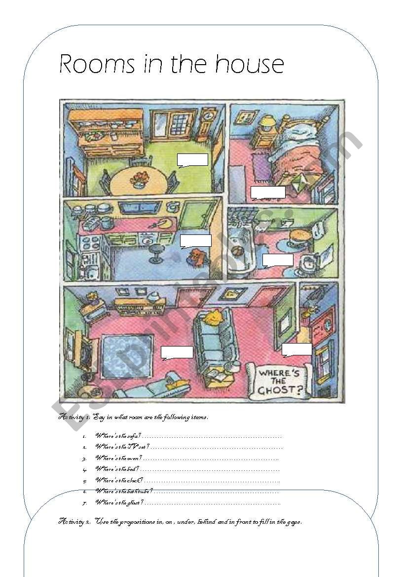 Rooms in the house worksheet