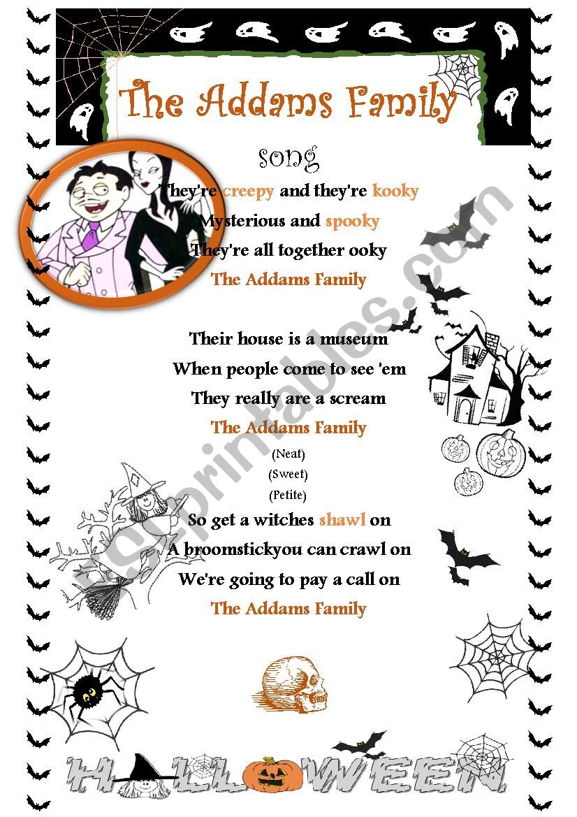 The Addams Family Song worksheet