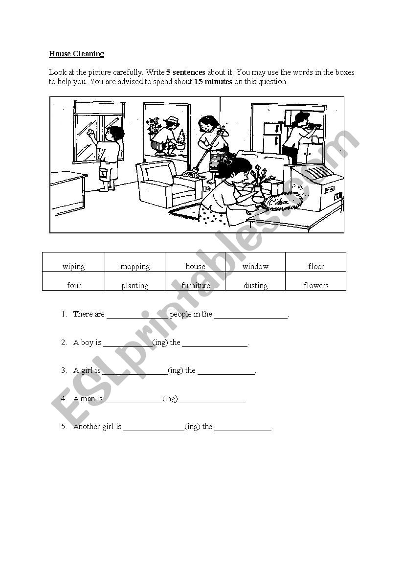 House cleaning - Vocabulary worksheet