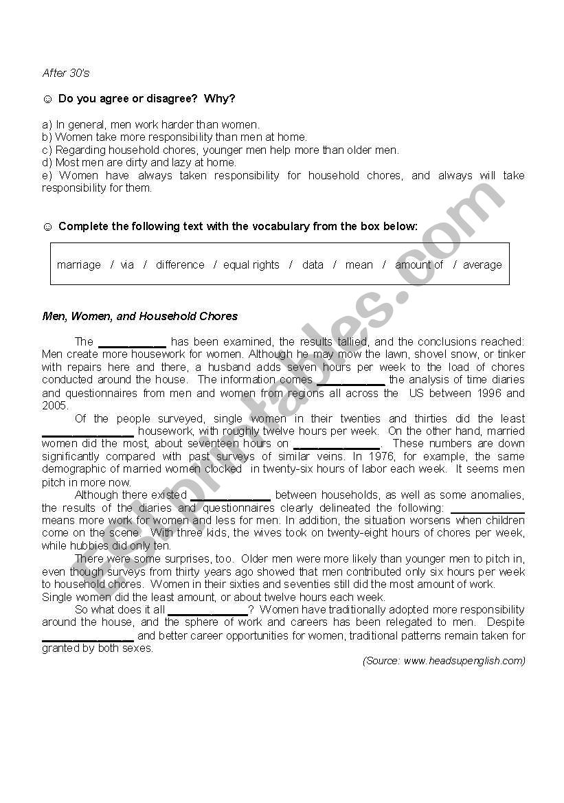 Household Chores - StudentÂ´s copy