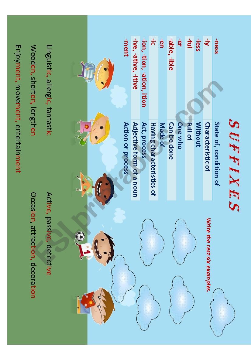 Suffixes worksheet