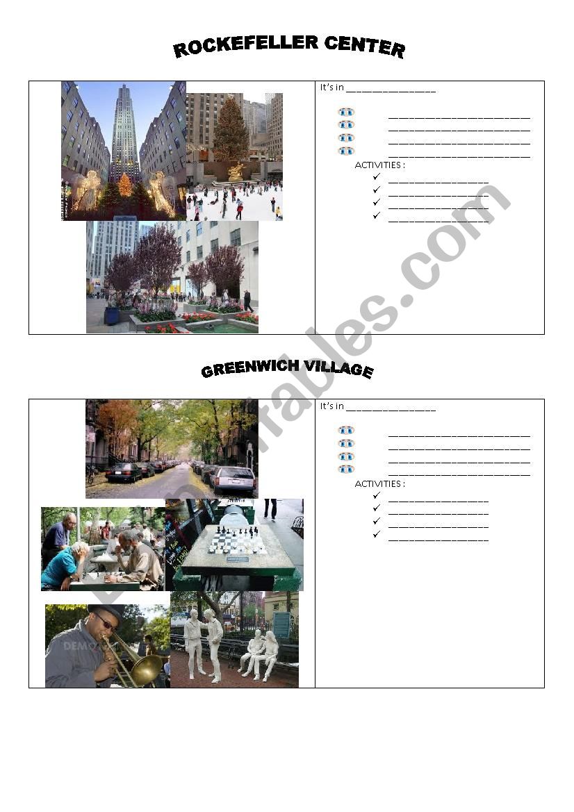 NEW YORK landmarks part 1 worksheet