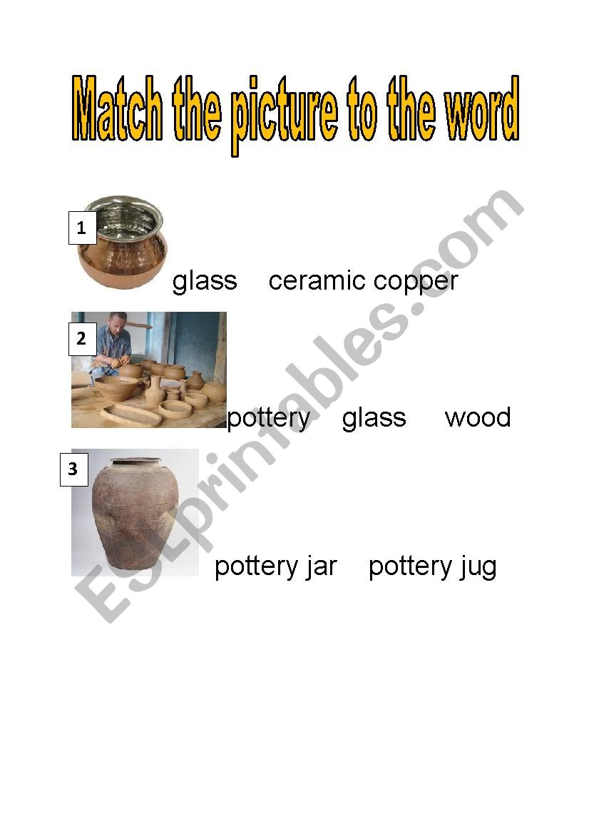 Matching picture with words worksheet