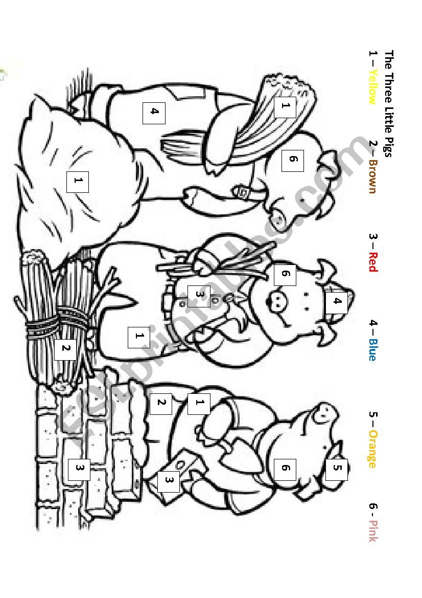 The True Story Of The Three Little Pigs Color By Number Esl Worksheet By Amanda1785