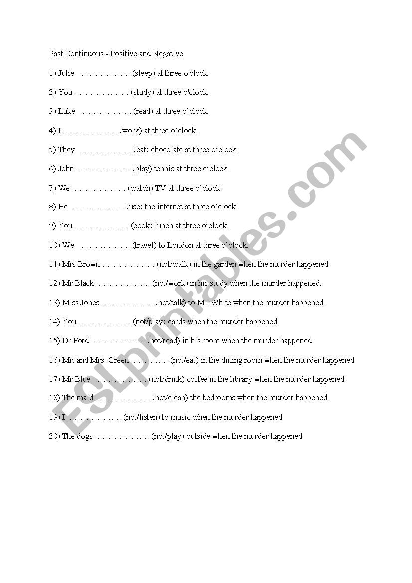 past continuous tense  worksheet