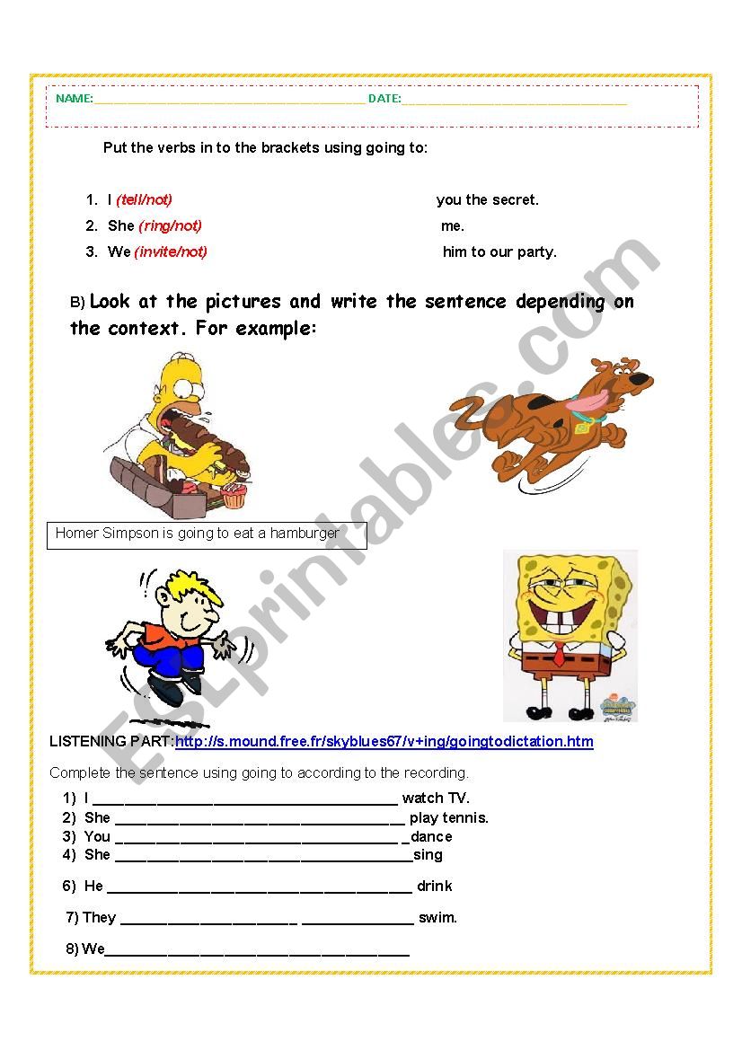 GOING TO worksheet