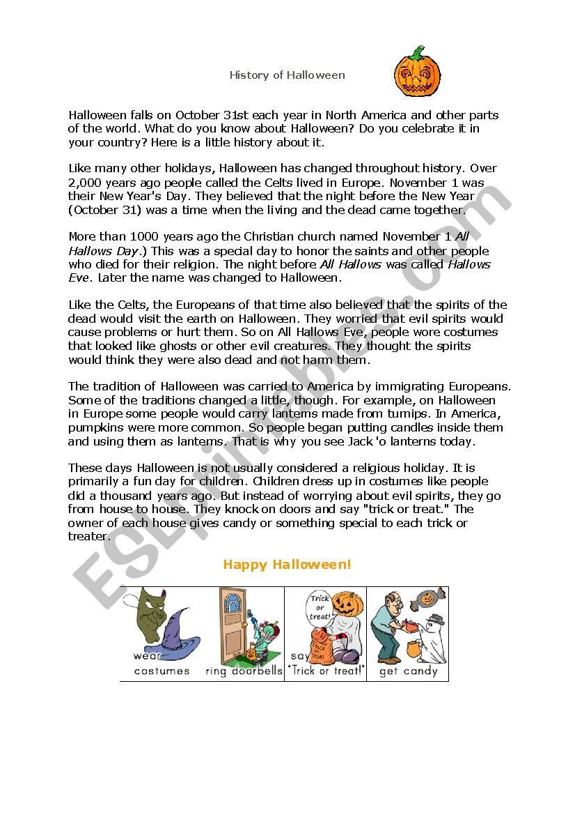 Learn About Halloween and Spooky Adjectives - ESL worksheet by icalim