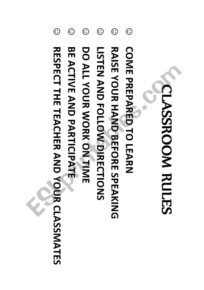 CLASSROOM RULES worksheet