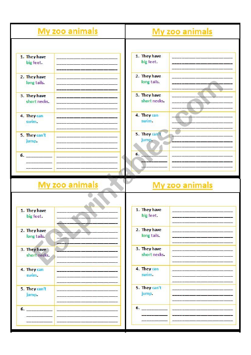 figures of animals worksheet