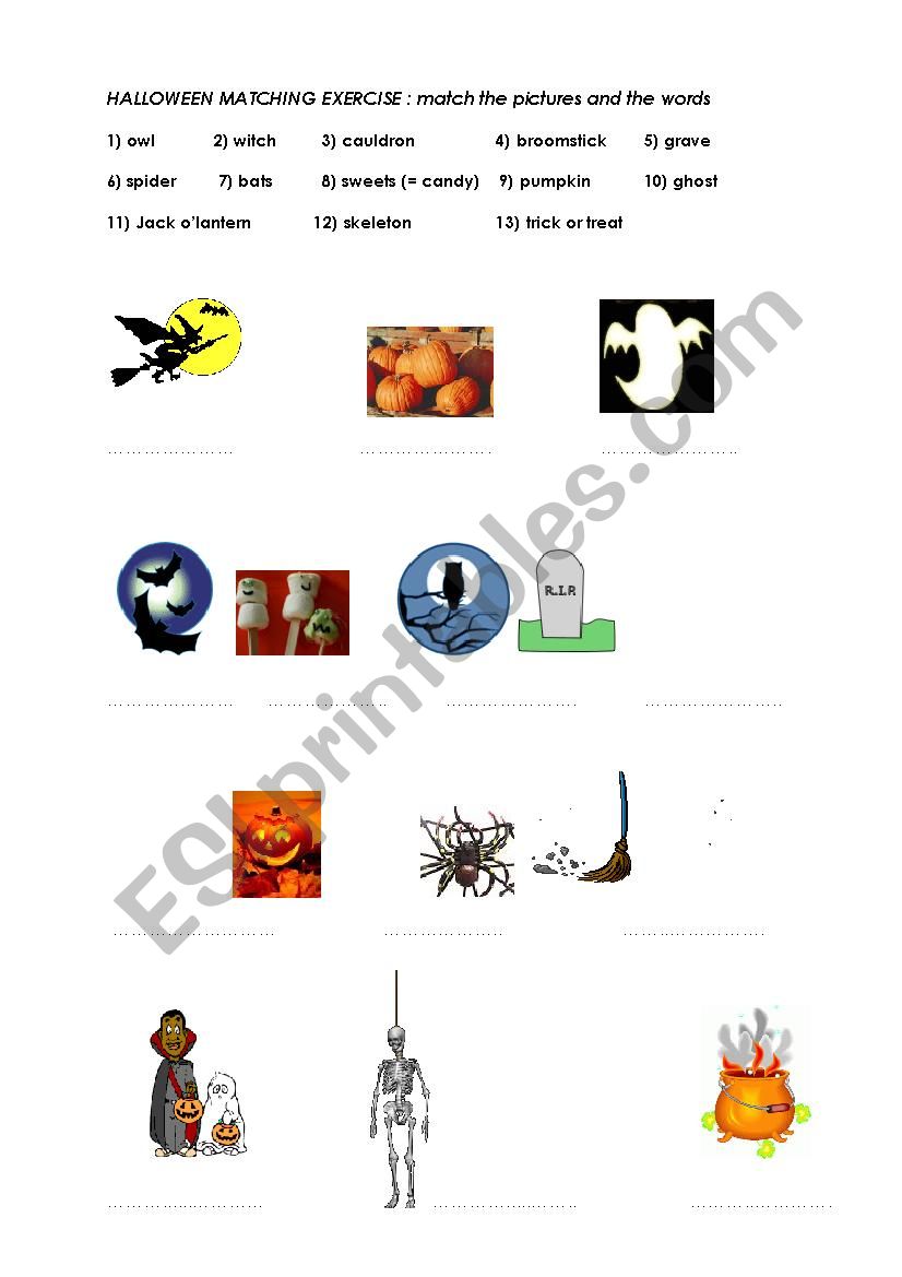 Halloween vocabulary matching exercice