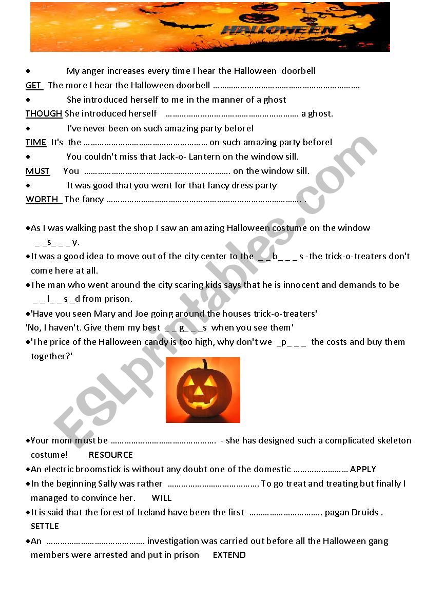 Halloween Tasks Advanced Learners ! PART ONE