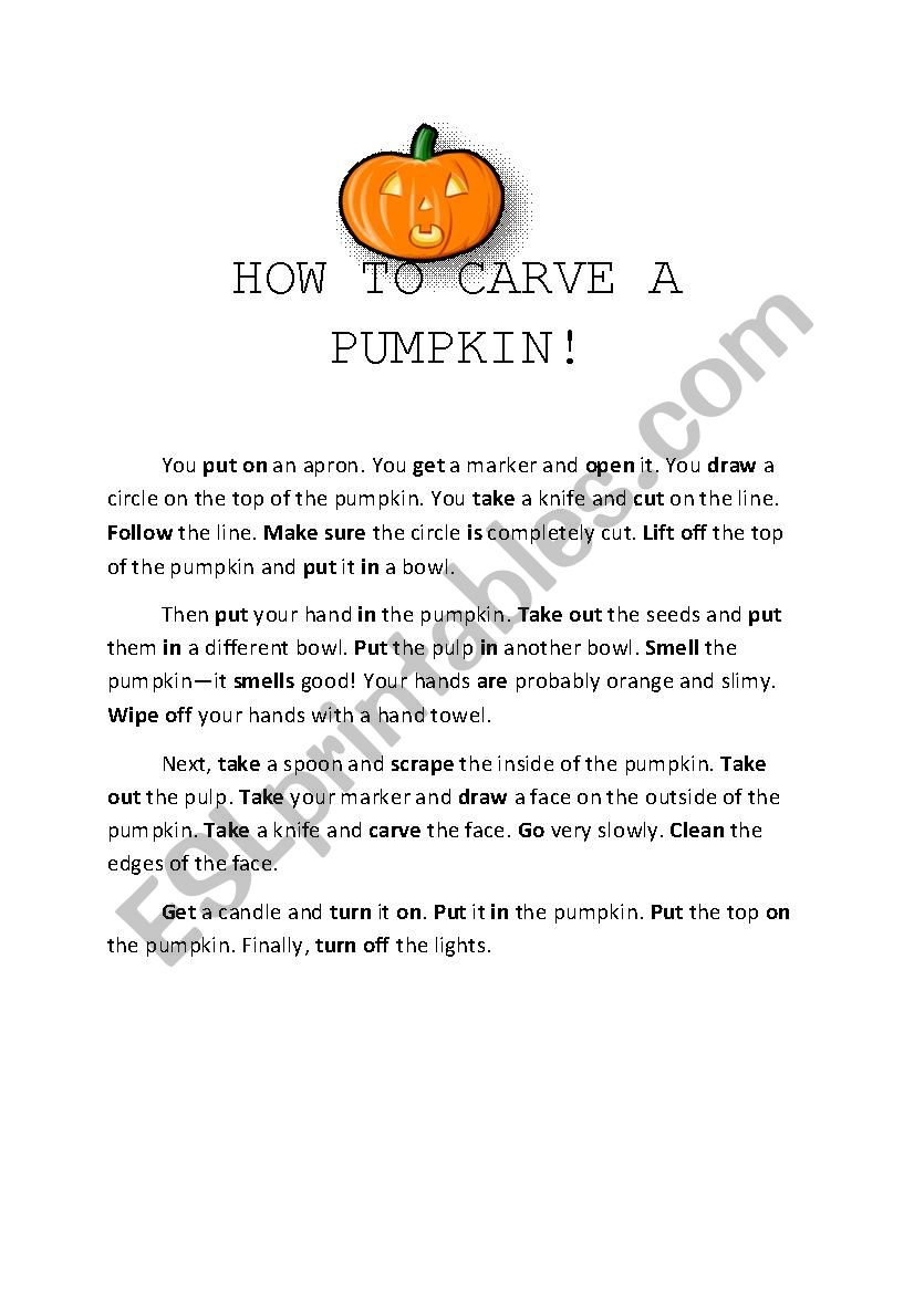 How to Carve a Pumpkin with phrasal verb focus