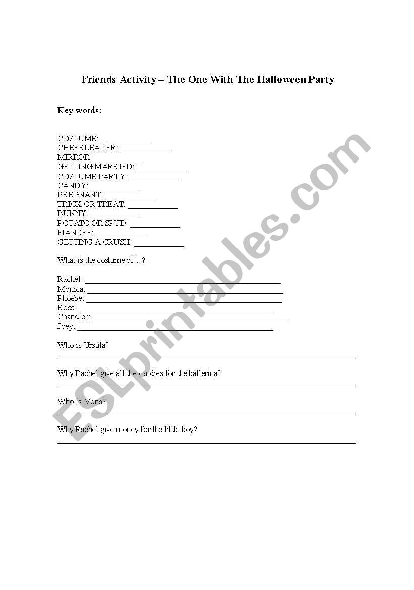 Friends Activity worksheet