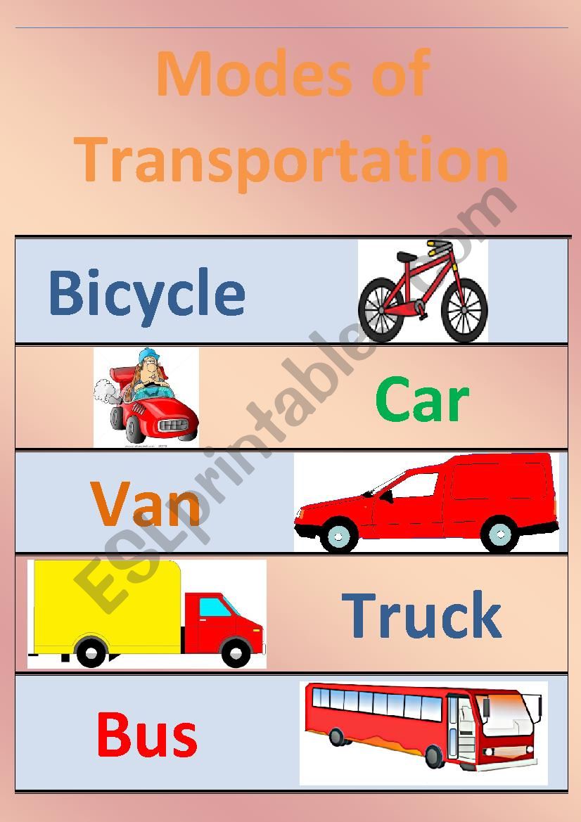 Modes of Transportation worksheet