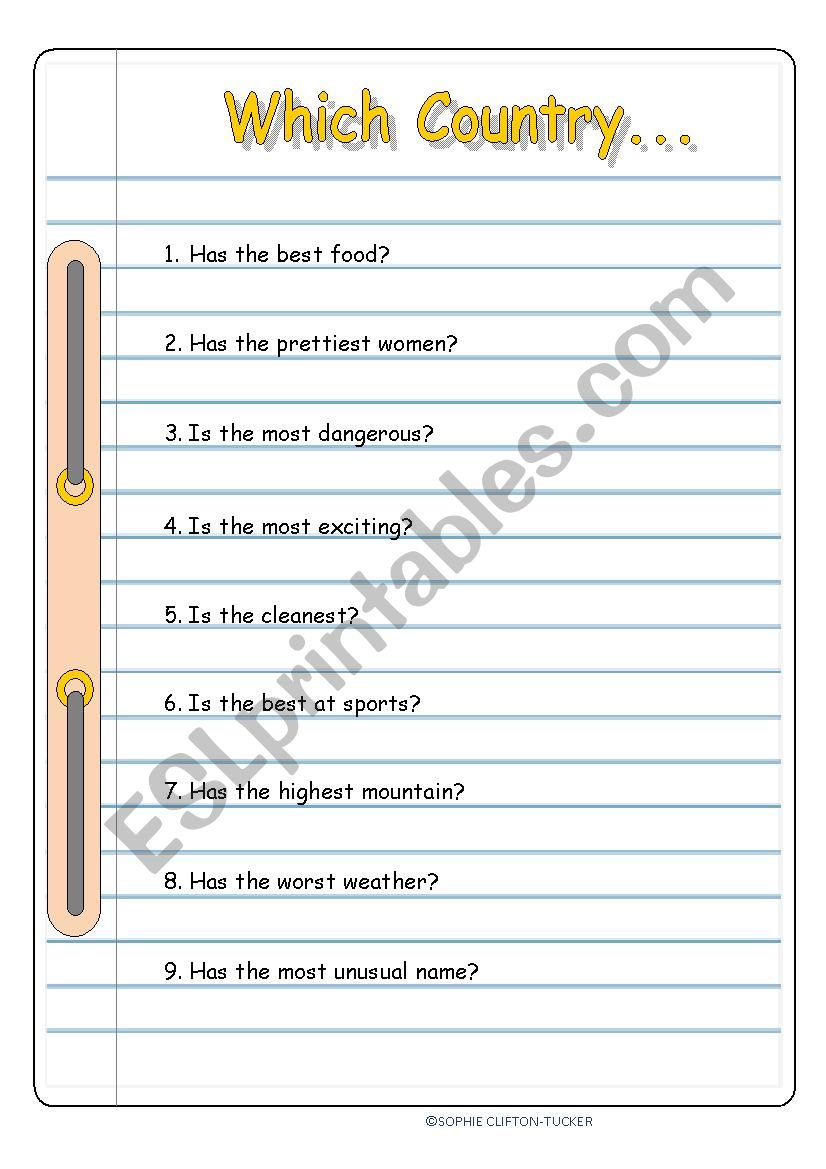 Superlatives Discussion worksheet