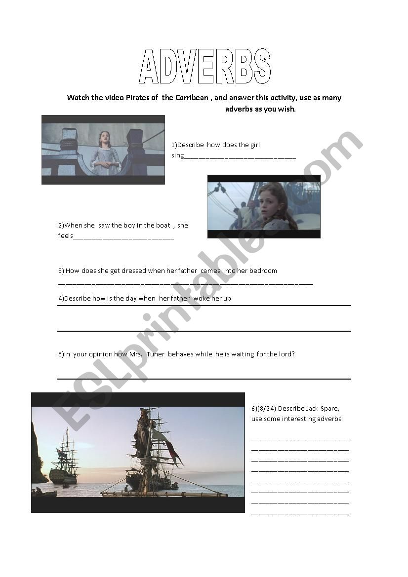 Pirates of Caribean worksheet