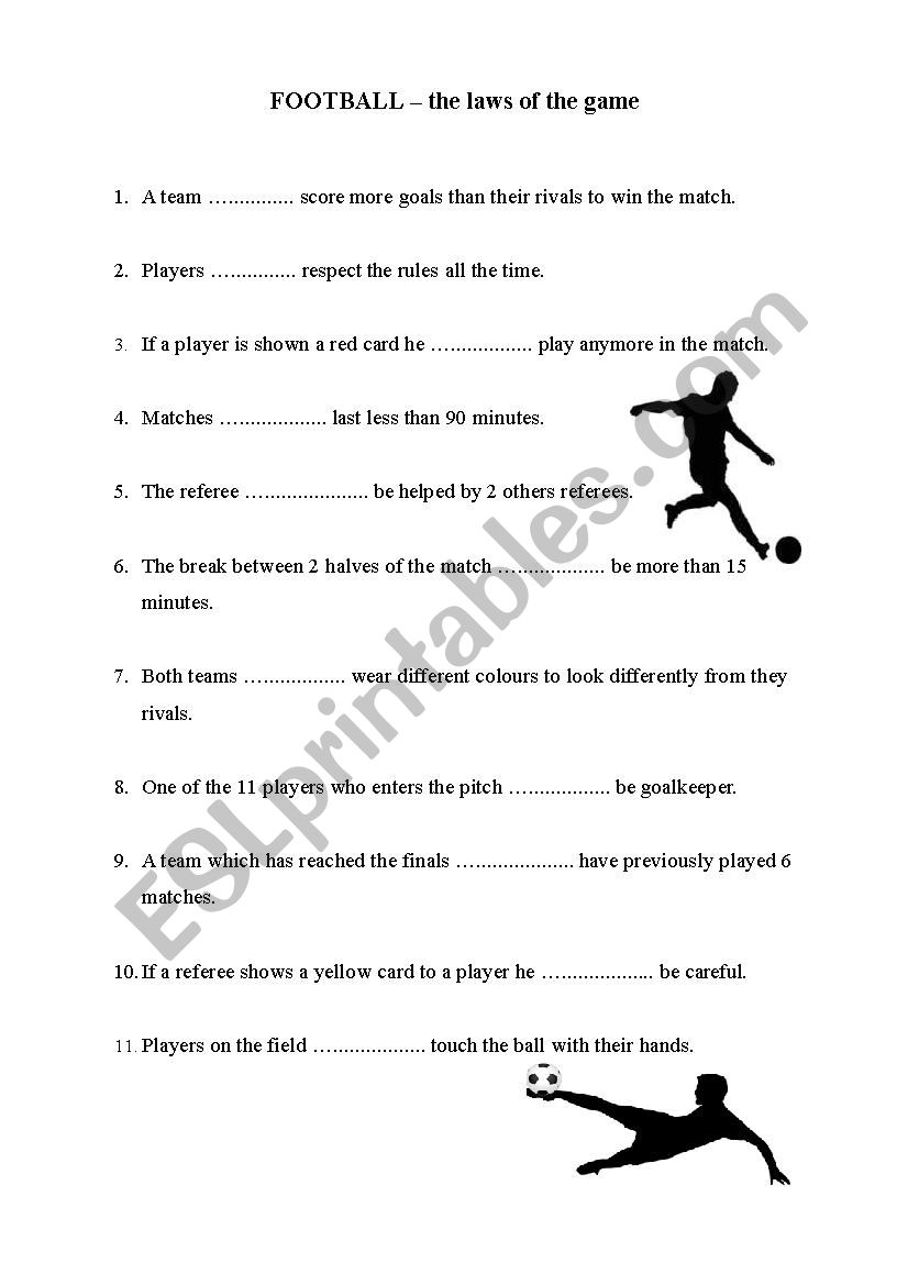 the laws of football worksheet
