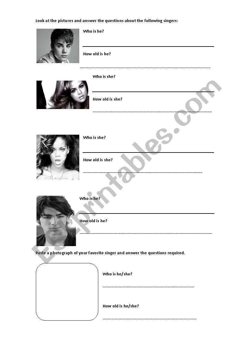 Personal Information worksheet